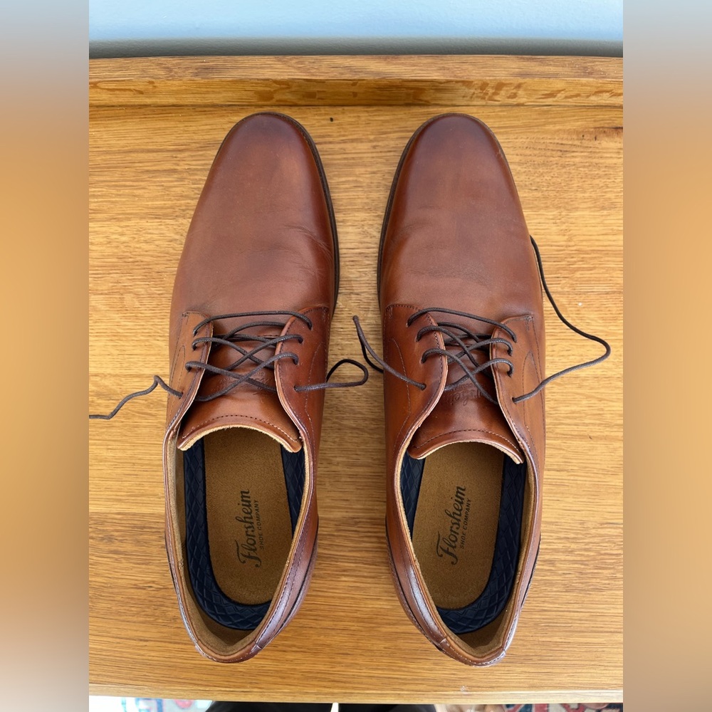 Florsheim Cognac Brown Leather Oxford Dress Shoes